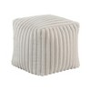 Square Pouf Plush Off-White Corduroy Fabric Upholstery Modern Ottoman, Footstool, Non-Slip Floor Pouf, Bean Bag Chair, 1pc Sitting Pouf - 2 of 4