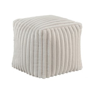 Gulches Off-White Corduroy Square Pouf Ottoman - 16"¡Á16"¡Á16"H, Non-Slip, 300LB Capacity, Plush Footstool/Sitting Pouf (Fully Assembled, 1pc) - 1 of 4