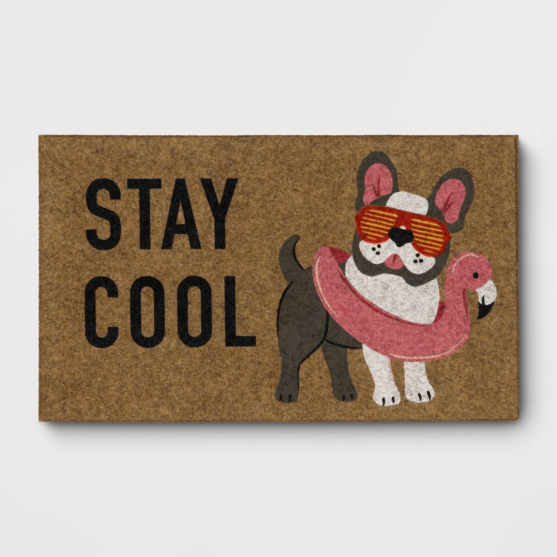 1'6"x2'6" Stay Cool Dog with Floatie Faux Coir Outdoor Doormat - Sun Squad™