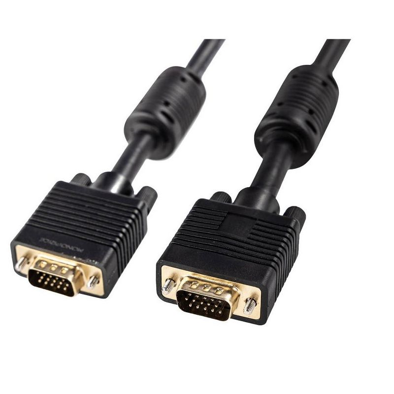 Monoprice Super VGA Cable - 10 Feet - Black | Male to Male Monitor Cable with Ferrite Cores (Gold Plated), 1 of 6