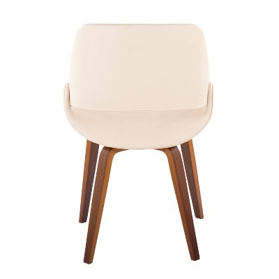 Set of 2 Cream Faux Leather Mid-Century Modern Dining Chairs