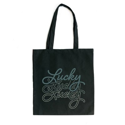 City Creek Prints Lucky Script Stacked Canvas Tote Bag - 15x16 - Black