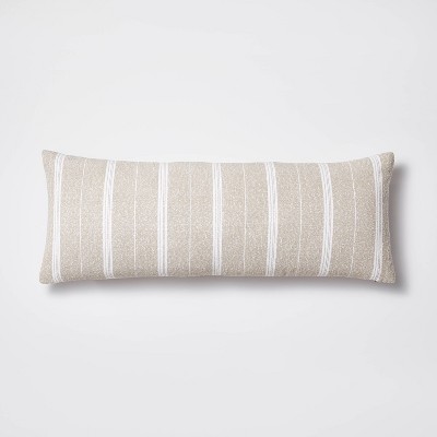 Oversized Oblong Boucle Woven Stripe Decorative Throw Pillow Khaki - Threshold™ designed with Studio McGee