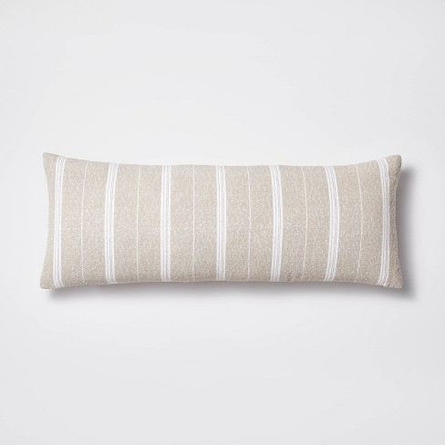 Oversized Oblong Boucle Woven Stripe Decorative Throw Pillow Khaki Threshold Designed With Studio Mcgee Target