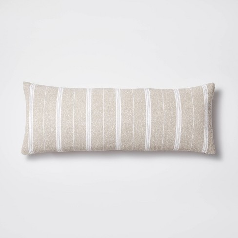 Oversized Oblong Boucle Woven Stripe Decorative Throw Pillow Khaki - Threshold™ designed with Studio McGee - image 1 of 4
