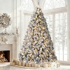 7.5 FT Pre-Lit Artificial Christmas Tree with 100 Warm White Lights, Snow-Flocked Green Tips, Indoor Holiday Home Décor - 2 of 4