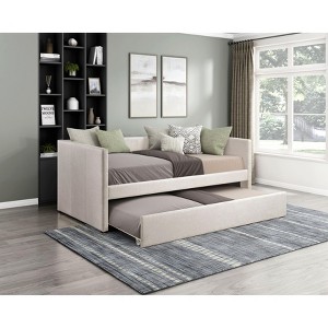 NicBex Twin Size Upholstery Size Daybed with Trundle,Sofa Bed Frame for Bedroom,Living Room,Apartment - 1 of 4