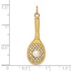 Black Bow Jewelry 14k Yellow Gold FW Cultured Pearl 3D Tennis Racquet & Ball Pendant - 4 of 4