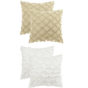 Unique Bargains Decorative Cozy Solid Color Cut Flower Checkered Throw Pillow Covers 4 Pcs - 1 of 4