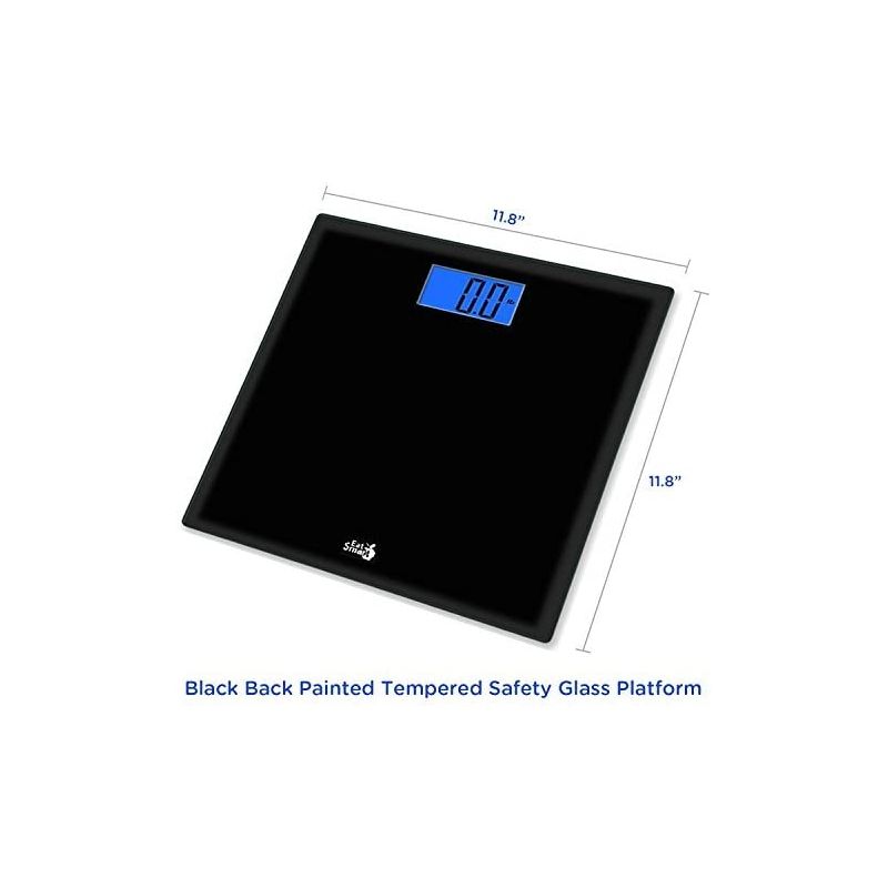 EatSmart Precision Digital Bathroom Scale, 400 Pound Capacity, Black, 5 of 9