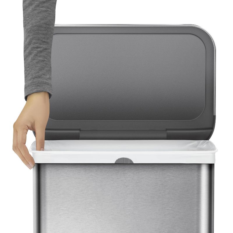 simplehuman 58L Stainless Steel Rectangular Voice Plus Motion Sensor Trash Can Silver, 4 of 7