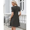 INSPIRE CHIC Women's Striped Short Sleeve V Neck Faux Pocket A-Line Mini Dresses - 3 of 4