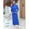 Women's Hooded Sweater Dress Long Sleeve Zip Front Bodycon Dress with Side Slits Casual Tunic Dress - 3 of 4