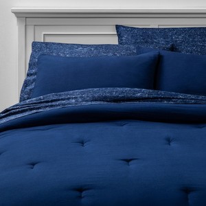 Twin/Twin XL 5pc Solid Bedding Set Navy - Room Essentials , Blue