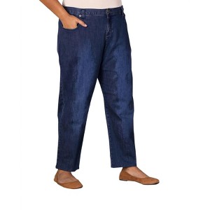 Women's Plus Size Premium Wide Leg Five Pocket Denim Jeans - On The Plus Side - 1 of 2