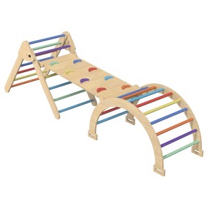 Huxxion 3 in 1 Pikler Triangle Set, Wooden Jungle Gym, Climbing Toys for Toddlers 1-3 Inside - 1 of 4