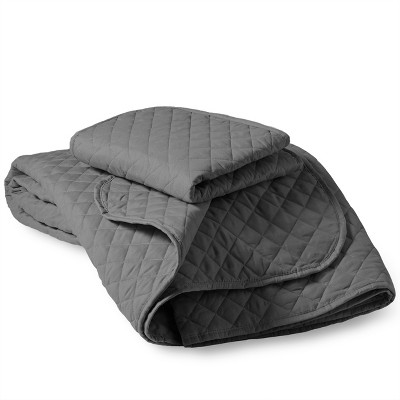 Gray Diamond Stitched Microfiber Twin Coverlet Set