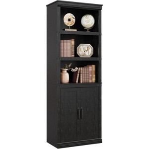 Farmhouse Book Case with Doors, 5 Tier Book Shelf with Cabinet, Wood 68.7" Tall 5 Shelf Book Case for Living Room, Home Office - 1 of 4