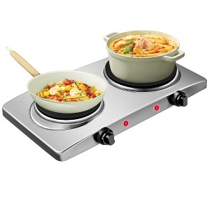 Costway 1800W Double Hot Plate Electric Countertop Burner Stainless Steel 5 Power Levels - 1 of 4