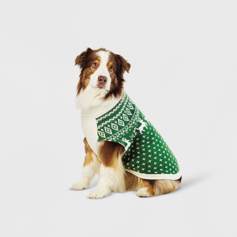 Fairisle Dog Sweater - Green - L - Wondershop