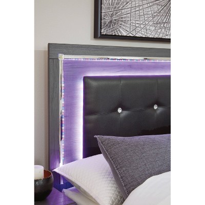 Queen/Full Lodanna Upholstered Panel Headboard Gray: LED Lights, Chrome Accents - Signature Design by Ashley