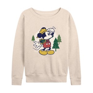 Women's - Disney - Mickey & Friends Lightweight French Terry Wide Neck Long Sleeve Shirt - 1 of 4