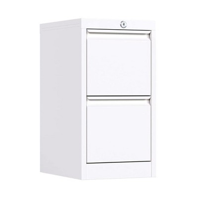 White Vertical 2-Drawer Lockable Metal Filing Cabinet