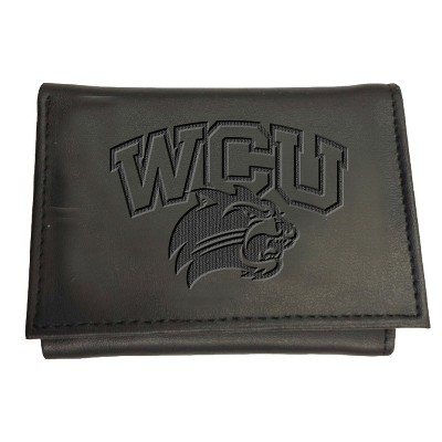 Evergreen NCAA Western Carolina Catamounts Black Leather Trifold Wallet Officially Licensed with Gift Box