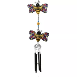 Home & Garden 42.0" Garden Friends Wind Chime Bee Stain Glass Look Evergreen Enterprises Inc  -  Bells And Wind Chimes