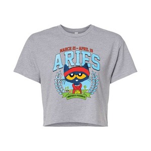 Women's - Pete the Cat - Aries -Kids Juniors Cropped Graphic T-Shirt Cropped Graphic T-Shirt - 1 of 4