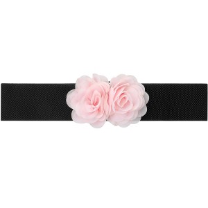 INSPIRE CHIC Women's Elastic Wide Double-Flower Stretch Corset Waist Belt 1 Pc - 1 of 4