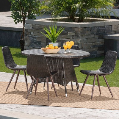 Hugo 5pc Wicker Dining Set – Brown – Christopher Knight Home For Sale