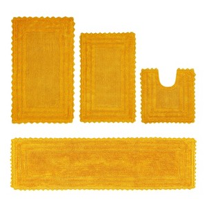 Lilly Crochet Collection 100% Cotton Tufted Reversible 4-Piece Bath Rug Set – Super Absorbent, Machine Washable Bathroom Mats with Crochet Pattern - 1 of 4