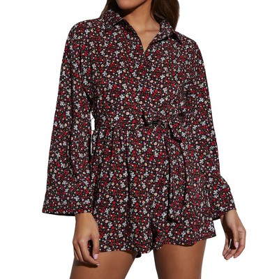 VICI Womens Angelina Printed Button Down Romper