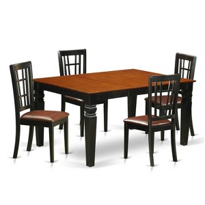 HomeStock 5-Piece Black and Cherry Finish Solid Wood Top Dining table with 4 Chairs - 1 of 4