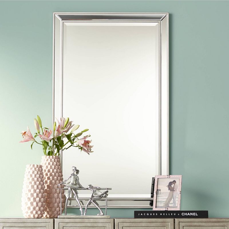 Noble Park Helena Rectangular Vanity Accent Wall Mirror Modern Beveled Silver Frame 25" Wide for Bathroom Bedroom Living Room Home Office Entryway, 2 of 10