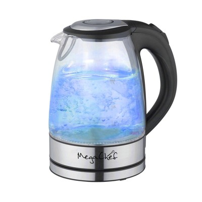 MegaChef 1.7L Glass Electric Tea Kettle - Sliver