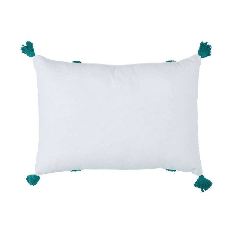 VCNY 14&#34;x20&#34; Oversize Boho Striped Tassel Cotton Lumbar Throw Pillow Teal, 3 of 6