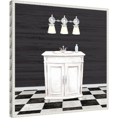 Modern Bathroom I White and Black Canvas Wall Art