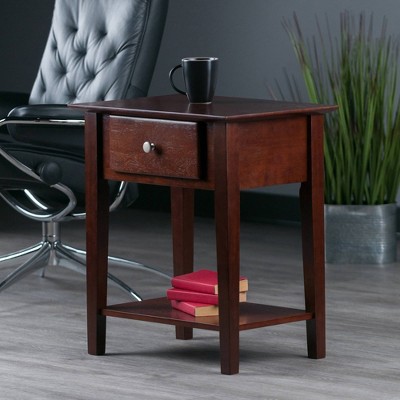 Walnut Transitional 1-Drawer Nightstand with Shelf