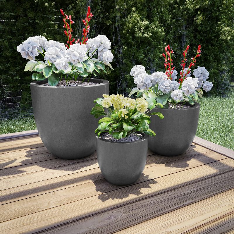 Nature Spring 3-Piece Fiber Clay Planter Pot Set - Gray, 2 of 7