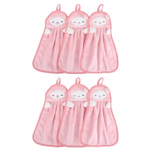REGALWOVEN Bathroom Kitchen Cute Animal Children Hand Towels with Hanging Loop 6 Pcs - 1 of 4