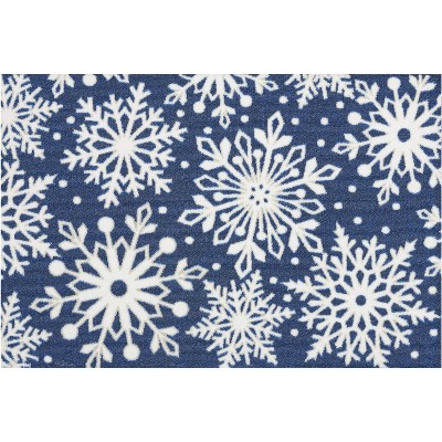 Nourison Light Enhance Xmas Snowflakes 2' x 3' Dark Blue Christmas Holiday Accent Rug