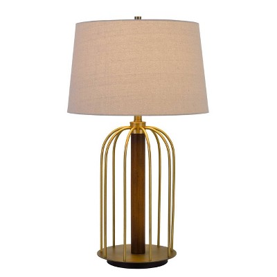 31" Sevran Rubber Wood/Metal Table Lamp Antique Brass - Cal Lighting