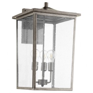 Quorum Lighting Riverside Outdoor Lantern, 3 Lights, Weathered Zinc - 1 of 1