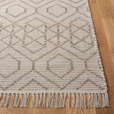 Handmade Brown and Beige Cotton Flat Woven Rug 5' x 8'