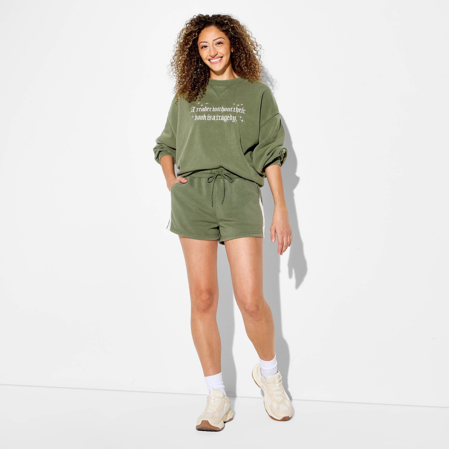Women's Fourth Wing Fleece Graphic Pull-On Shorts - Moss Green