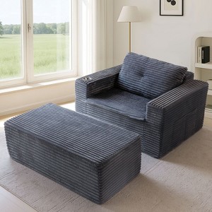 MAXYOYO 65"x49" Modern Corduroy Chaise Lounge Sofa Bed with Pillows for Living Room & Bedroom, No Assembly Required - 1 of 4