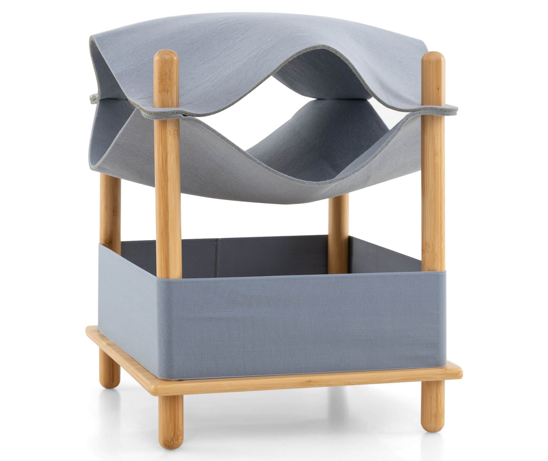 Costway 2-Tier Wooden Cat House Modern Cat Tree w/ Storage Space Small Pet Furniture for Indoor Kittens