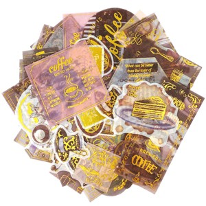 Wrapables Decorative Scrapbooking Washi Stickers, DIY Crafts for Stationery, Diary, Card Making (60 pcs), Coffee - 1 of 4